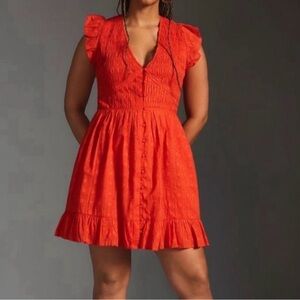 Anthropologie The Peregrine Orange/Red Mini Dress 1X